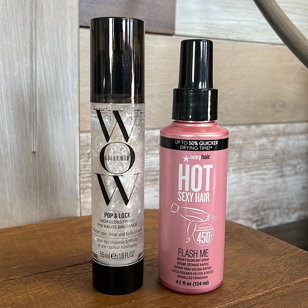 Color WOW gloss finish & FLASH ME blow dry spray